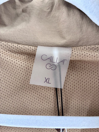 Calia Long Sleeve Full Zip Parachute Windbreaker Crop Jacket Tan Women's Size XL