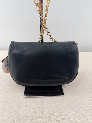 Chanel vintage leather flap bag with stitched CC and chain strap