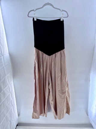 Anthropologie knit and cotton barrel pant jumpsuit, L