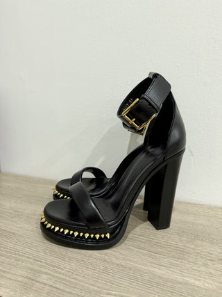NWOT Alexander McQueen 130mm Spiked Leather Platform Sandals Black Womens 39 / 9
