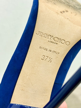 Jimmy Choo Suede Pointy Toe Stilettos Heel Pumps Royal Blue Women's EU 37.5
