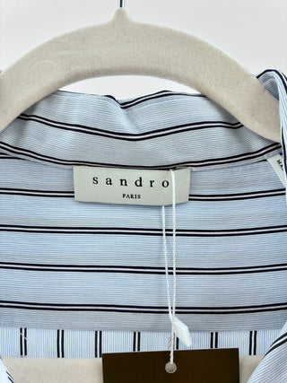 Sandro Striped 2 in 1 shirt dress with black mini skirt, s