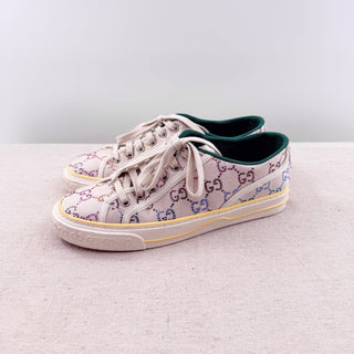 Gucci Tennis 1977 Crystal GG Monogram Canvas Low-Top Sneakers Beige Womens EU 39
