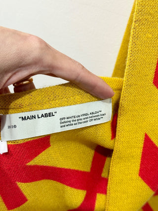 Off-White Arrows Diagonal Stripe Fringe Trim Neck Scarf Yellow/Orange