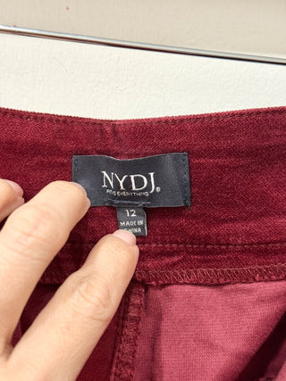 NYDJ High Waisted Velvet Straight Leg Trousers Pants Wild Currant Women's 12