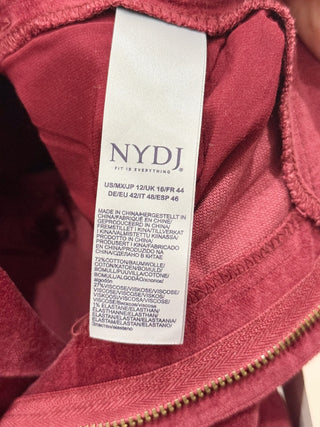 NYDJ High Waisted Velvet Straight Leg Trousers Pants Wild Currant Women's 12