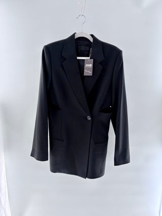 Helmut Lang Stretch Wool Waist Cut-Out Blazer, 8