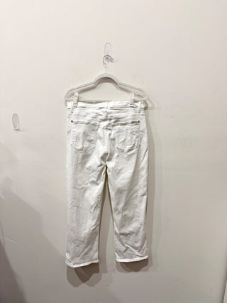 7 For All Mankind Illusion High Waisted Slim Kick Flare Crop Jeans White Women's 32