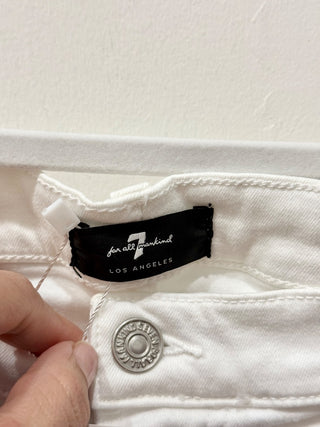 7 For All Mankind Illusion High Waisted Slim Kick Flare Crop Jeans White Women's 32