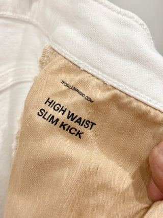 7 For All Mankind Illusion High Waisted Slim Kick Flare Crop Jeans White Women's 32