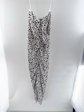 Veronica Beard Strapless Floral Print Ruched Maxi Dress White Multi Women's Size 4