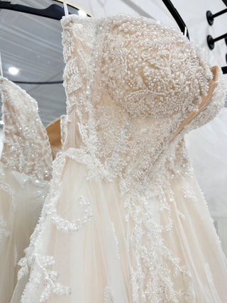 Selinci Cream Wedding Dress with beading and mesh, 2