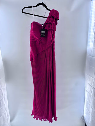 Tadashi Shoji asymmetrical micro pleated long dress, 4
