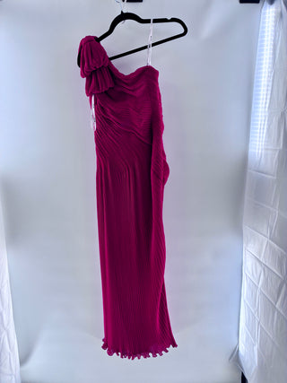 Tadashi Shoji asymmetrical micro pleated long dress, 4