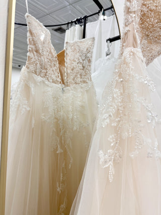 Selinci Cream Wedding Dress with beading and mesh, 2