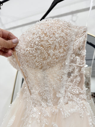 Selinci Cream Wedding Dress with beading and mesh, 2