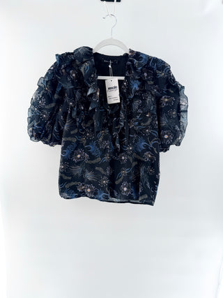 Magali Pascal floral puff sleeve cotton blend top, S