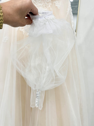 Selinci Cream Wedding Dress with beading and mesh, 2