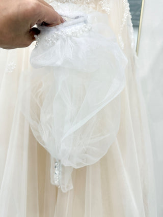 Selinci Cream Wedding Dress with beading and mesh, 2