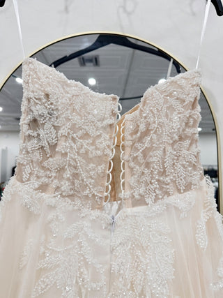 Selinci Cream Wedding Dress with beading and mesh, 2