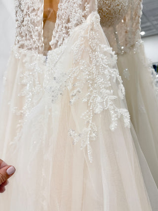 Selinci Cream Wedding Dress with beading and mesh, 2