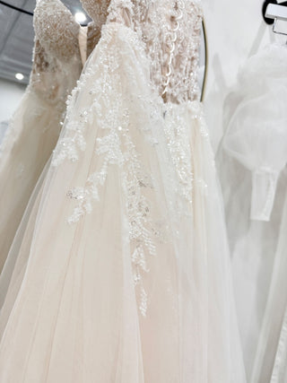 Selinci Cream Wedding Dress with beading and mesh, 2