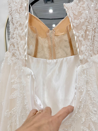 Selinci Cream Wedding Dress with beading and mesh, 2