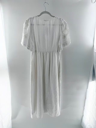Madewell Cassie Linen Embroidered Midi Shirt Dress Eyelet White Women's Medium