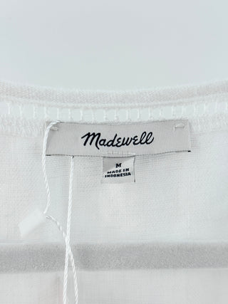 Madewell Cassie Linen Embroidered Midi Shirt Dress Eyelet White Women's Medium