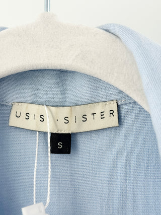 Usisi sister linen cotton blend set: shirt and mini wrap skirt, S