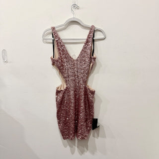 NWT Bebe Night On The Town Sequin Cutout Bodycon Mini Dress Light Pink Womens XS
