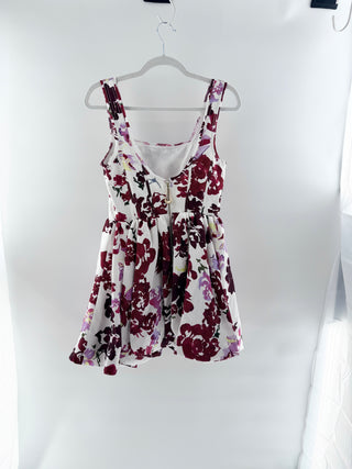 Aje Suzette Roses of Provence Print Floral Bubble Mini Dress White Pink US 8