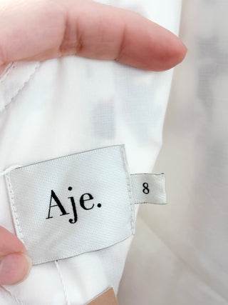 Aje Suzette Roses of Provence Print Floral Bubble Mini Dress White Pink US 8