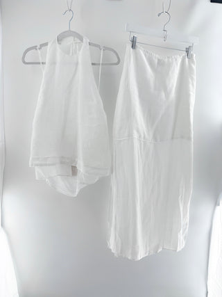 Dissh linen set halterneck top and maxi skirt, US 4