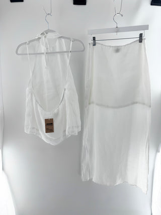 Dissh linen set halterneck top and maxi skirt, US 4