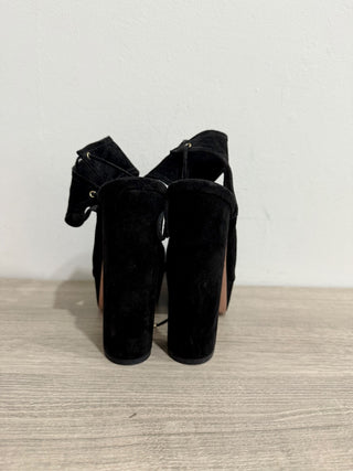 Aquazzura Sexy Thing Suede Ankle Strap Cutout Chunky Platform Heels Black EU 39