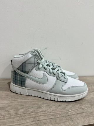 Nike Dunk High Retro Leather High Top Sneakers White/Mint Plaid Mens Size US 7.5