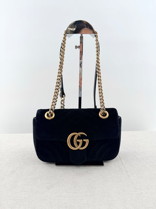 Gucci quilted velvet marmont bag small