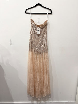 Retrofete strapless lace long dress, XS