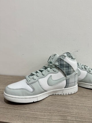Nike Dunk High Retro Leather High Top Sneakers White/Mint Plaid Mens Size US 7.5