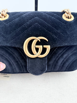 Gucci quilted velvet marmont bag small