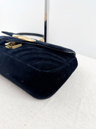 Gucci quilted velvet marmont bag small