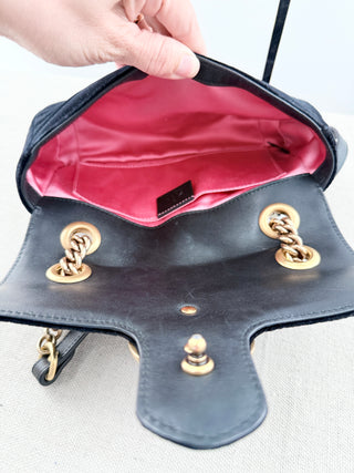 Gucci quilted velvet marmont bag small