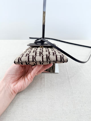 Carolina Herrera monogram canvas and leather phone holder cross body bag