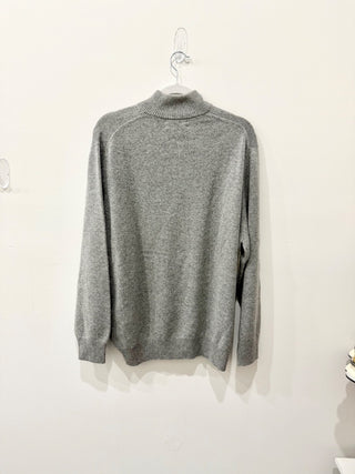 Brunello Cucinelli Wool-Cashmere Argyle Half Zip Oversized Sweater Gray Men's 56