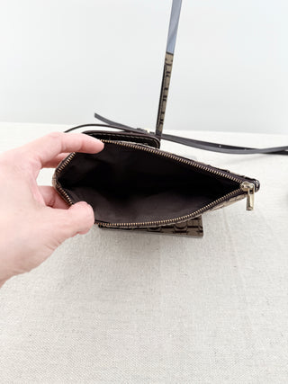 Carolina Herrera monogram canvas and leather phone holder cross body bag