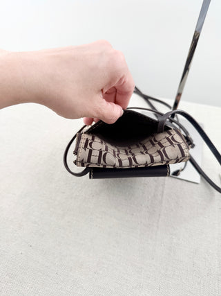 Carolina Herrera monogram canvas and leather phone holder cross body bag