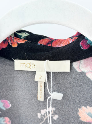 Maje mixed media floral blouse button down top, 2 / M