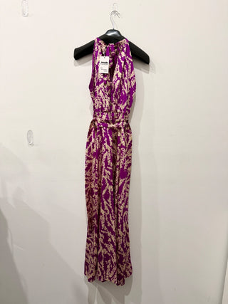 Marella Evelin Abstract-Pint Sleeveless Halter Maxi Dress Purple/Cream Women's 4