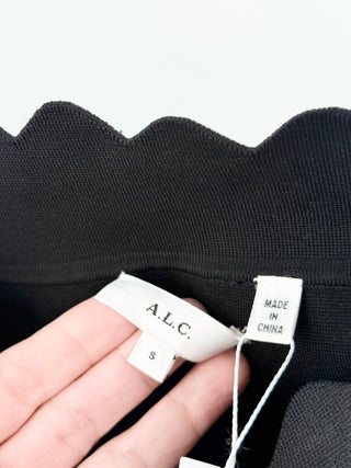 A.L.C. quincy knit midi skirt featuring sculpted silhouette and scalloped waistband crafted from stretch knit fabric, S